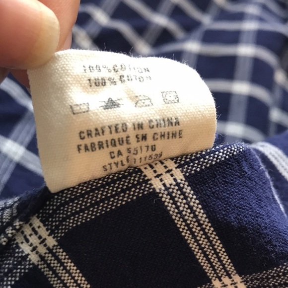 FRANK and Oak Blue plaid long sleeve button front shirt size Large - Picture 10 of 10